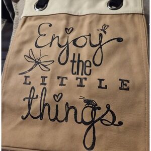 Thirty-One Retired Canvas Storage Tote Enjoy The Little Things Tan Bag  NIP